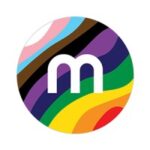 Vibrant circular logo featuring rainbow-colored stripes and a bold white letter “m” in the centre, representing inclusivity and diversity for NOFOMO.TV.